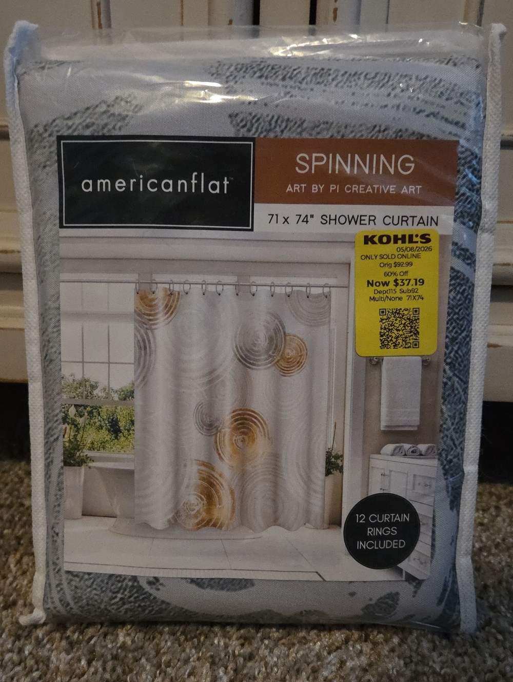 Americanflat Gold and Gray Pinning Shower Curtain